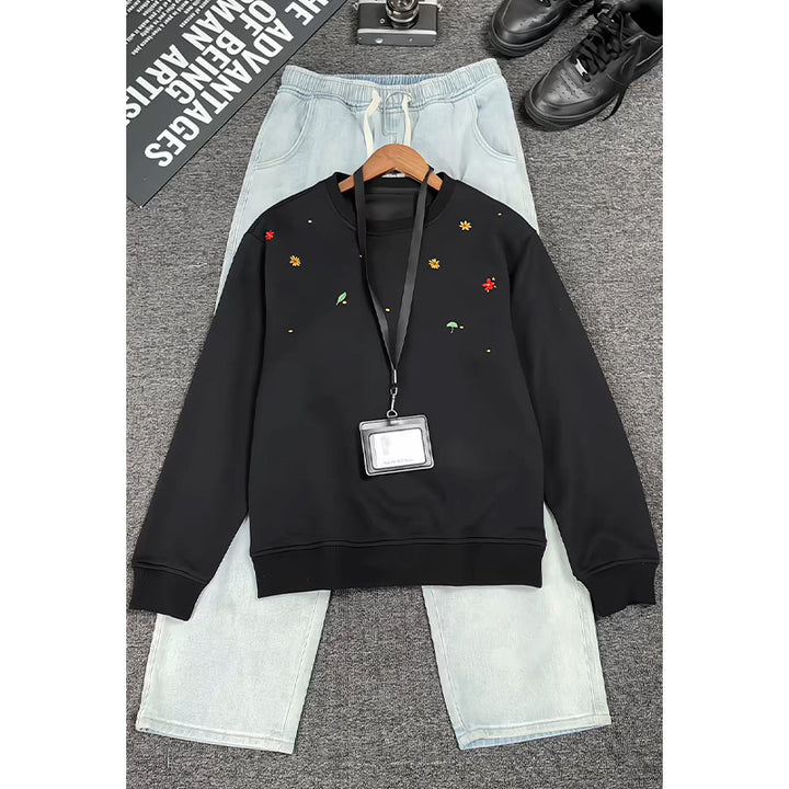 Damen Gemusterter Sweatshirt mit floralem Design Drune