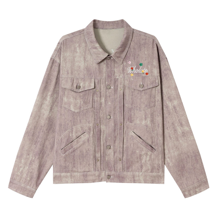 Damen Kurzjacke im Oversized-Workwear-Look mit Blumenstickerei Drune