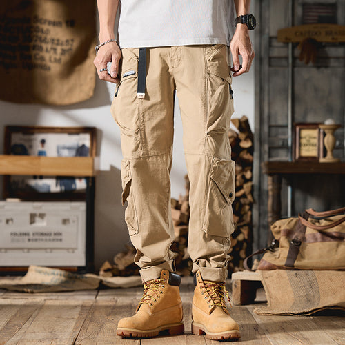 Herren Cargo-Hose im Utility-Stil mit verstärkten Knien und verstellbarem Saum Drune