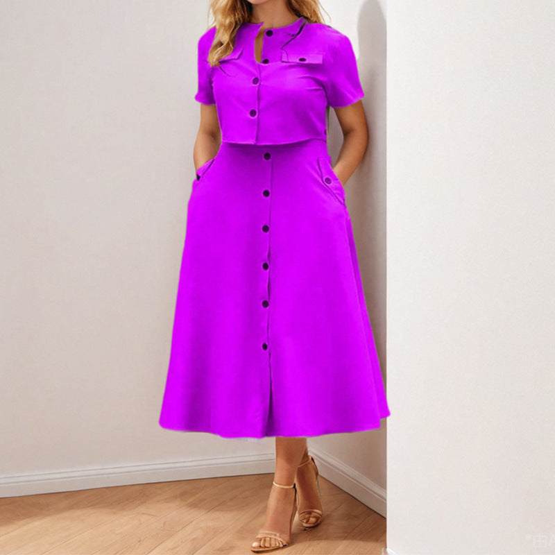 Damen Zweiteiliges Kleid mit kurzer Jacke und taillierter Midilänge Drune