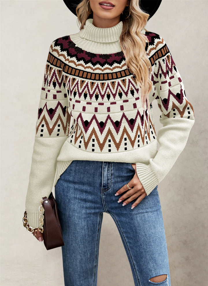 Damen Pullover mit hochschließendem Kragen und abwechslungsreichem Muster Drune