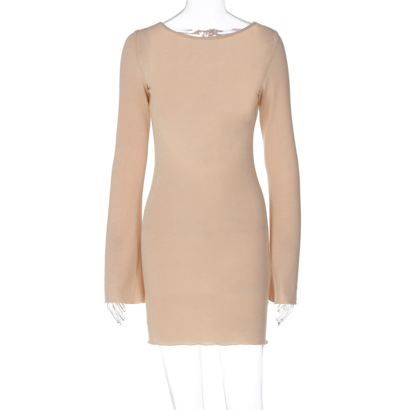 Damen langärmliges Mini-Kleid mit elegantem Schnitt Drune