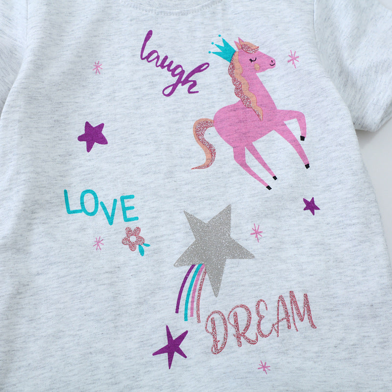 Mädchen T-Shirt mit buntem Einhorn-Design und inspirierendem Schriftzug Drune