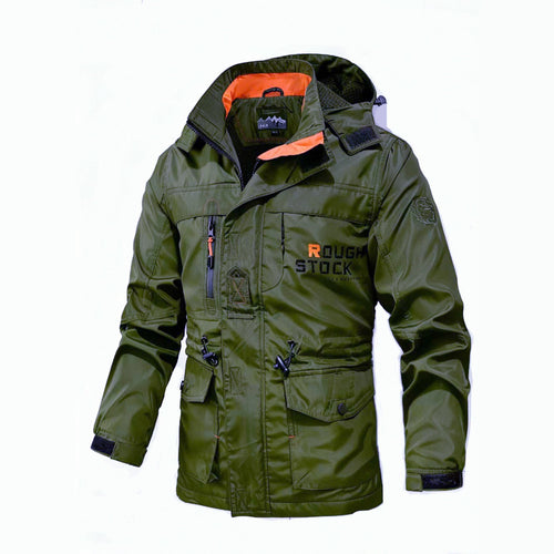 Herren Technische Fieldjacke mit Kapuze, Multifunktionstaschen und verstellbarem Taillenzug Drune