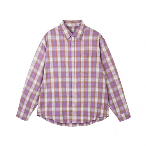 Damen Oversize-Kariertes Hemd im Flanell-Look mit abgerundetem Saum und Brusttasche Drune