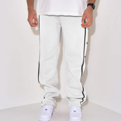 Herren Snap-Trackhose mit seitlichem Kontraststreifen, Druckknopf-Leiste und elastischem Bund Drune