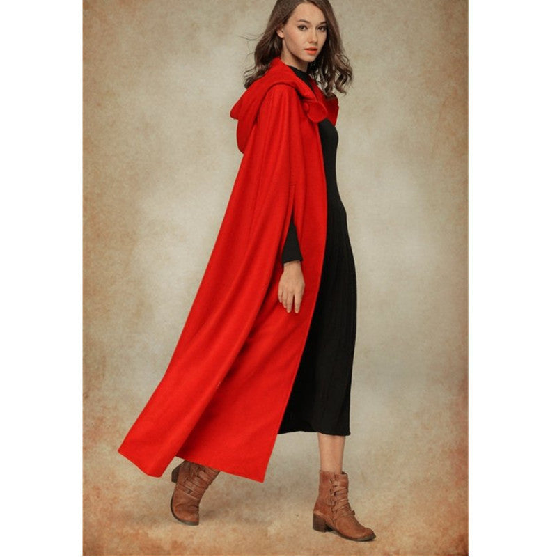 Damen elegante Kapuzenumhang mit verstellbarem Verschluss Drune