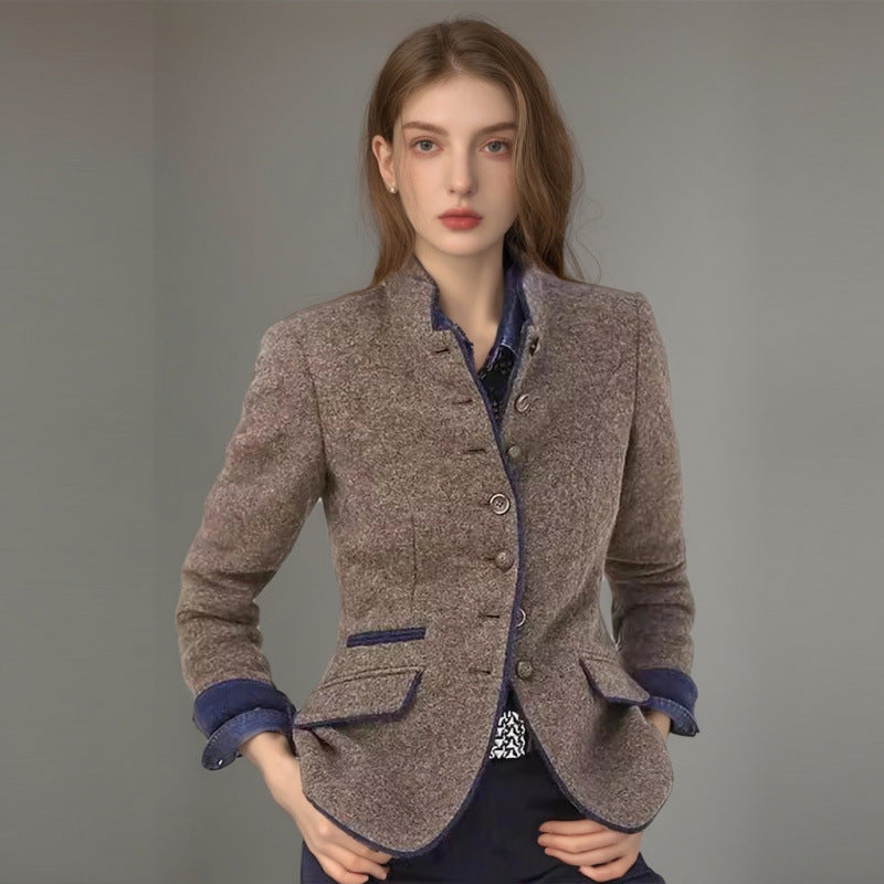 Damen eleganter Wollblazer mit Knopfdetails und stilvoller Passform Drune