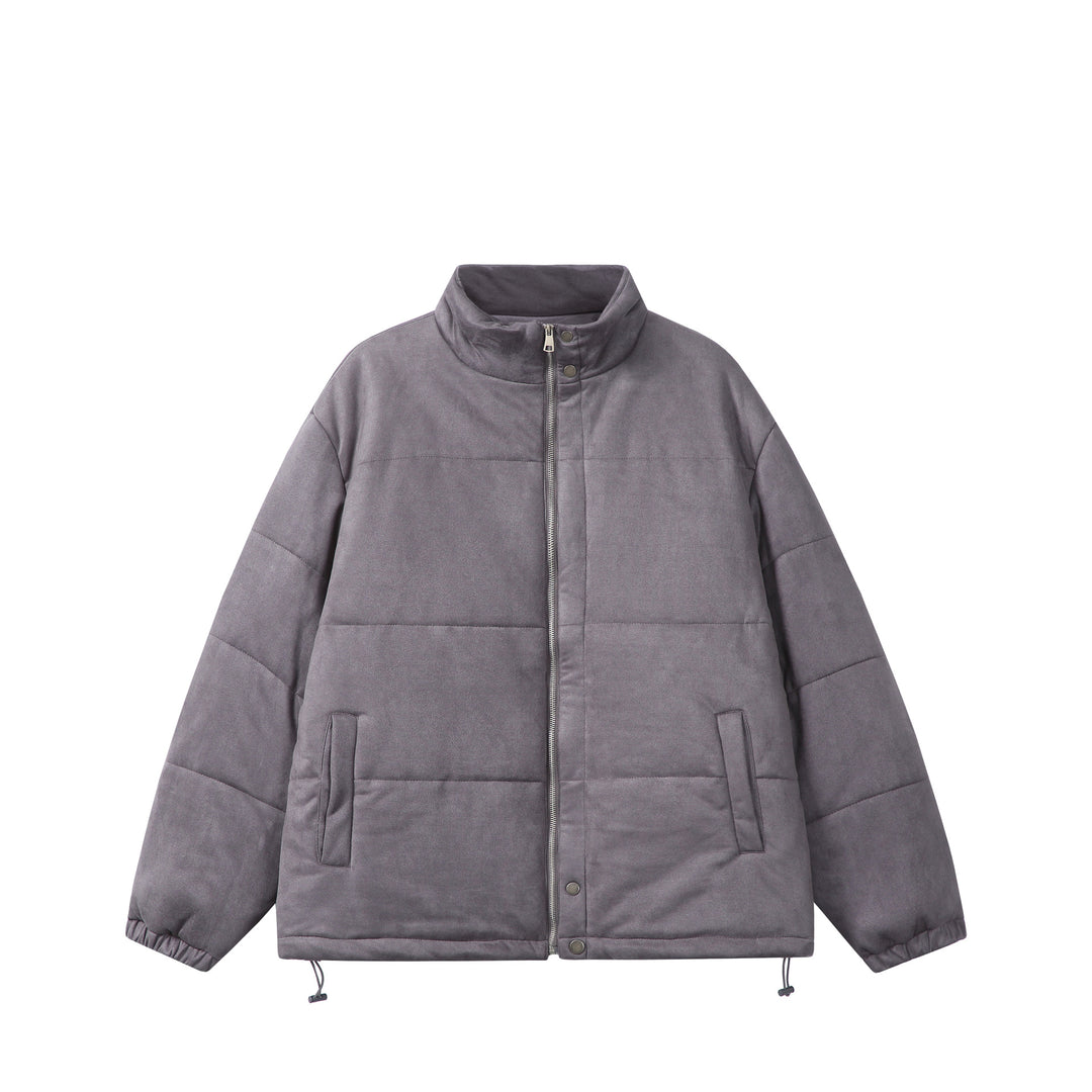 Unisex Boxy‑Steppjacke im Samtfinish mit hohem Funnelkragen und verstellbarem Saum Drune