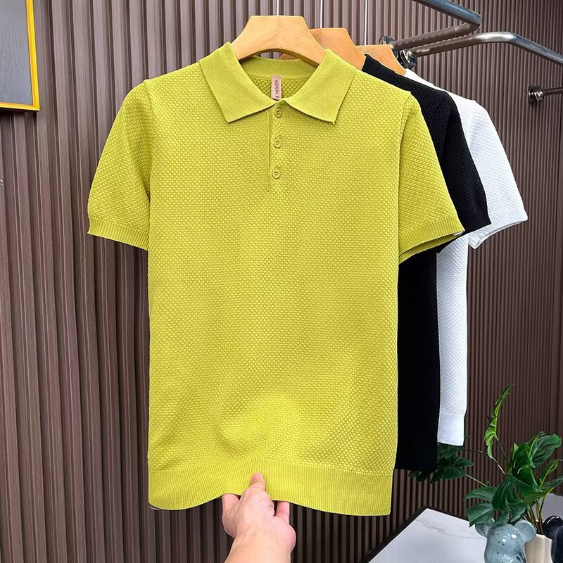 Herren Modisches Kurzarm-Polohemd mit Struktur Drune