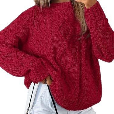 Damen Grobstrickpullover im Zopfmuster mit lässigem Oversize-Schnitt Drune