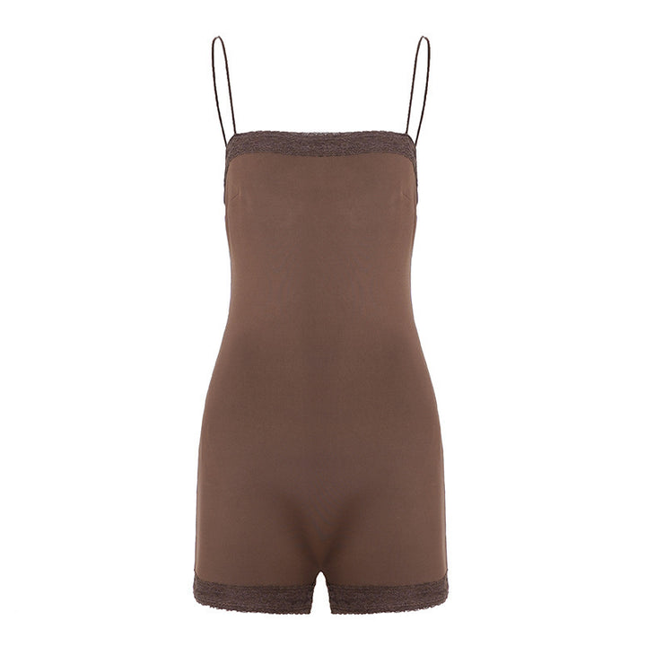 Damen ärmelloser Body mit Spitzenverzierungen Drune