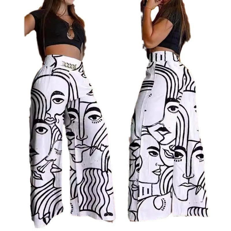 Damen Weit geschnittene Dress-Pants mit elastischem Bund Drune