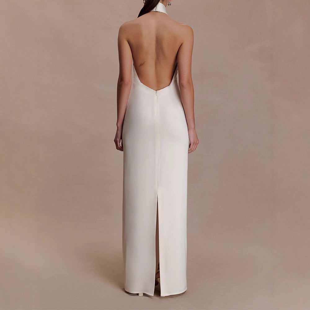 Damen Elegantes Halterkleid mit Raffung Drune