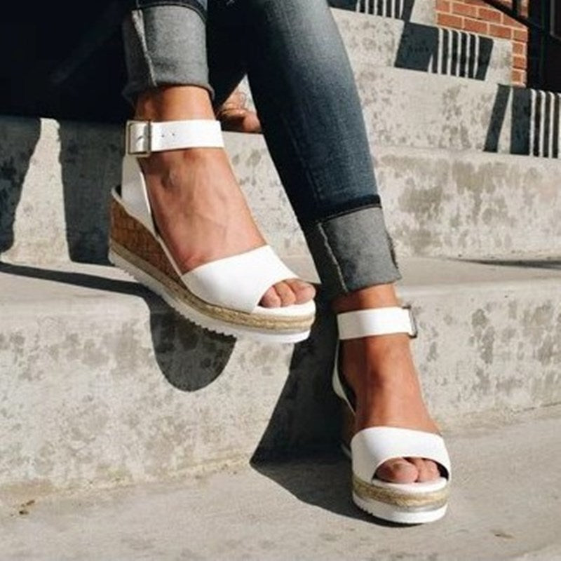 Damen Wedge-Sandaletten mit elegantem Kork-Design und verstellbarem Riemen Drune