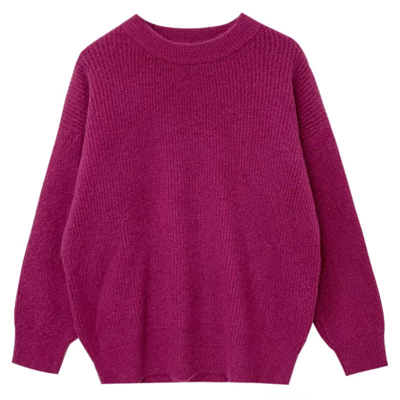 Damen lässiger Strickpullover mit feiner Rippenstruktur und bequemen langen Ärmeln Drune