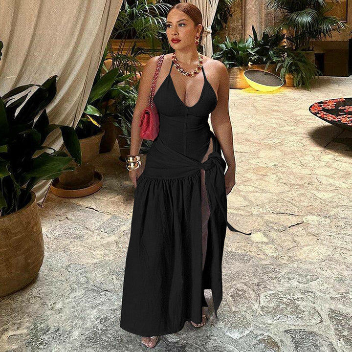 Damen Maxi-Kleid mit elegantem Wickeldesign und seitlichem Schlitz Drune