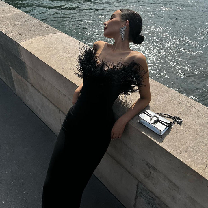Damen Hochwertiges Sommerkleid mit feinem Spitzenbesatz Drune