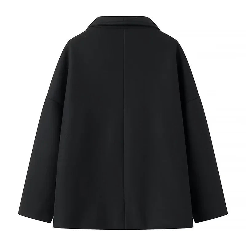 Damen Oversize Doppelreiher-Jacke mit elegantem Schalkragen und großen Knöpfen Drune