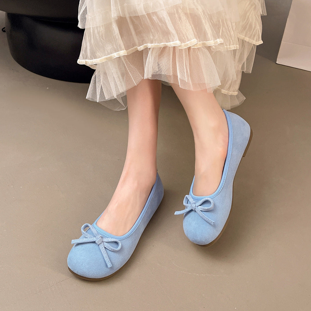 Damen elegante Ballerinas mit zierlichem Schleifendetail Drune