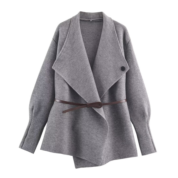 Damen Wickel-Mantel mit Oversize-Schalkragen und Taillengürtel Drune