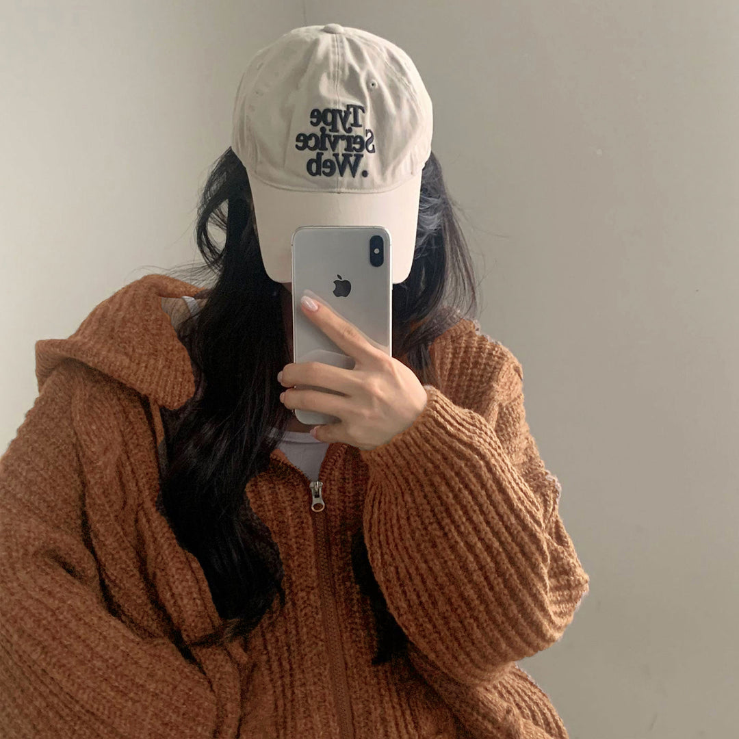 Damen Bequemer Strickjacke mit Kapuze und Reißverschluss Drune
