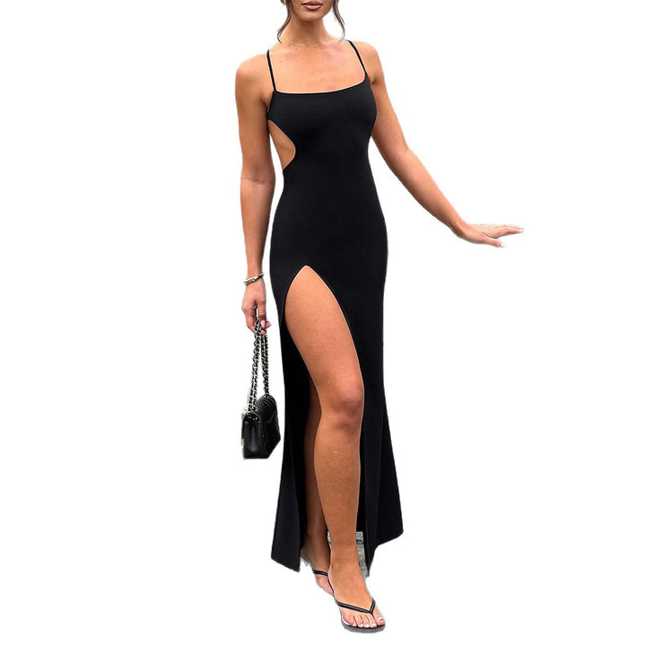 Damen Elegantes Abendmaxikleid mit seidigem Finish und seitlichem Schlitz Drune