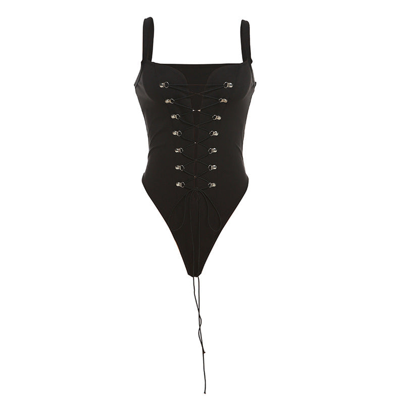 Damen Einteiler Badeanzug mit raffinierten Schnürdetails Drune