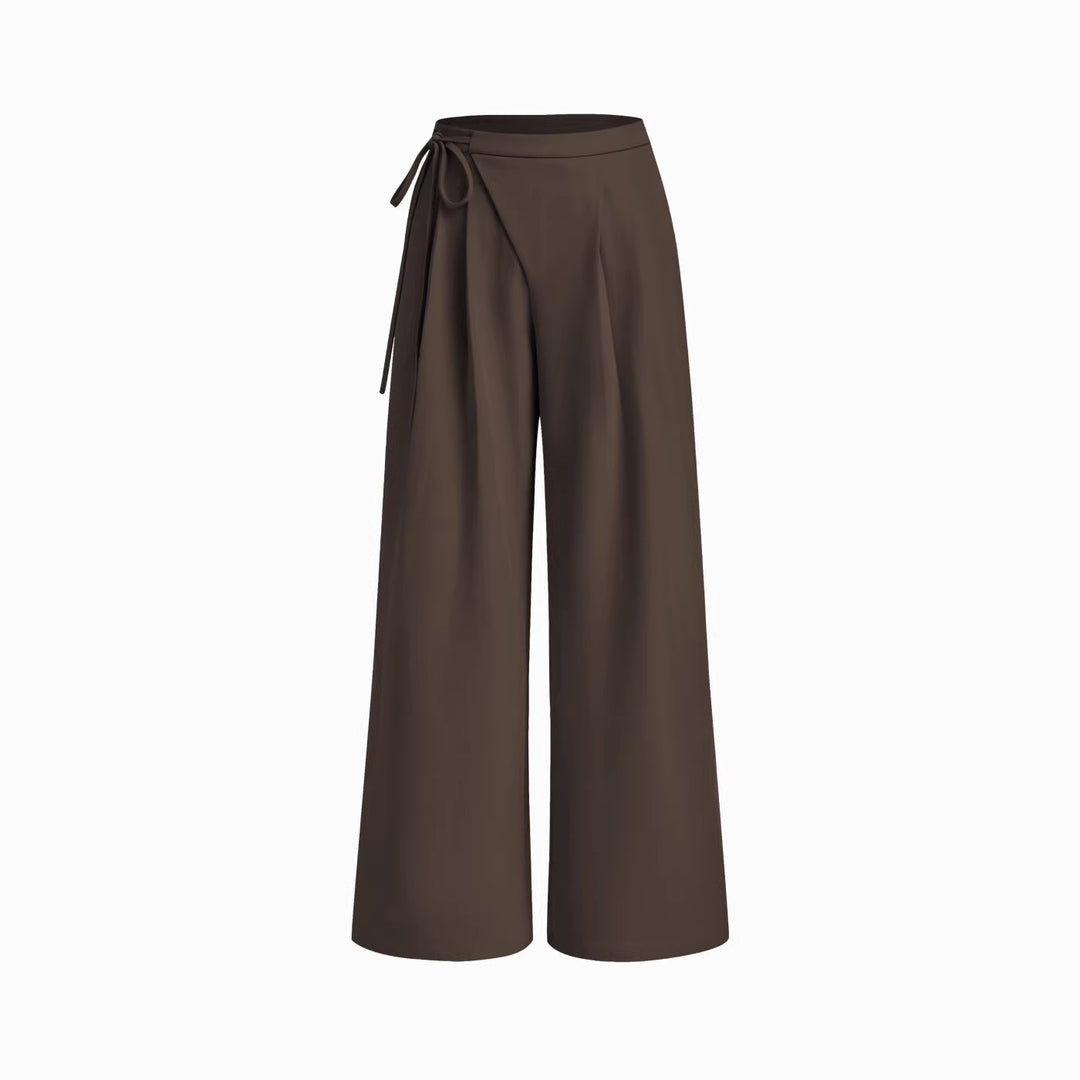 Damen Weite Nadelstreifen-Hose mit Wickel-Taille Drune