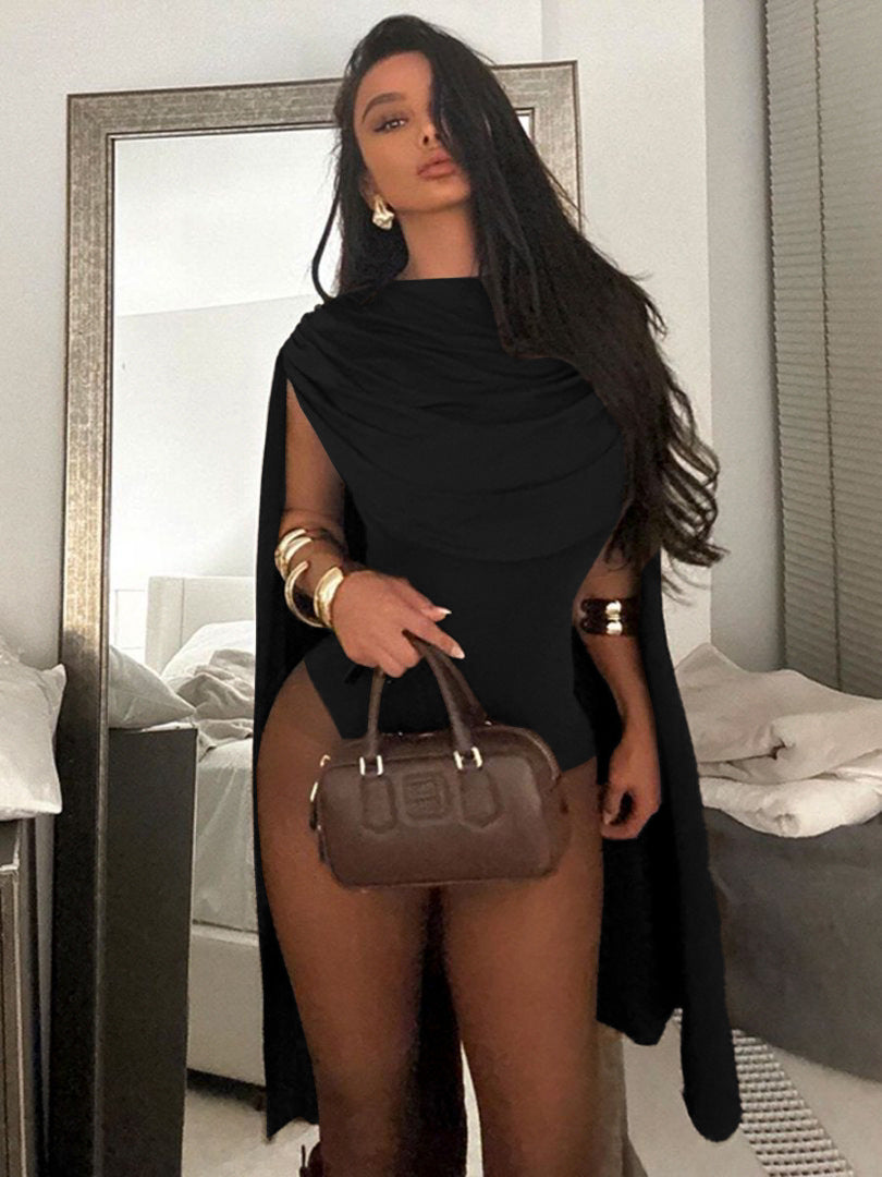 Damen Figurbetontes Cocktailkleid mit kapuzenähnlichem Detail Drune