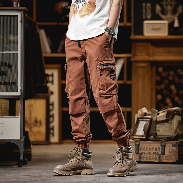 Herren Multifunktionale Cargo-Jogginghose mit D-Ringen, Reißverschluss‑Klappen und elastischen Bündchen Drune