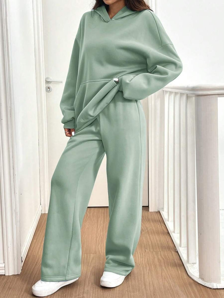 Damen lässiger Hoodie mit hoher Taille und weitem Hosen-Set Drune