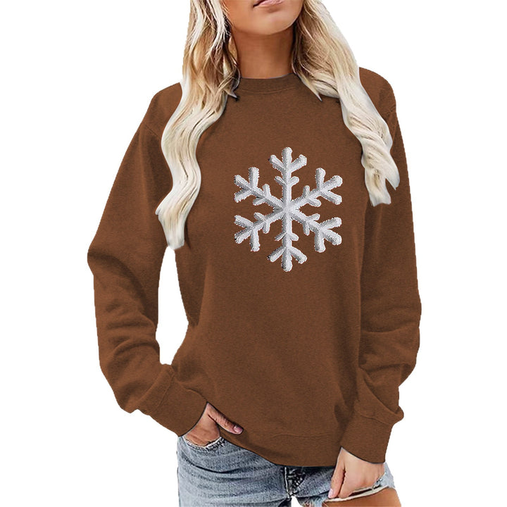 Damen Sweatshirt mit funkelndem Schneeflockenmotiv und lässigem Schnitt Drune