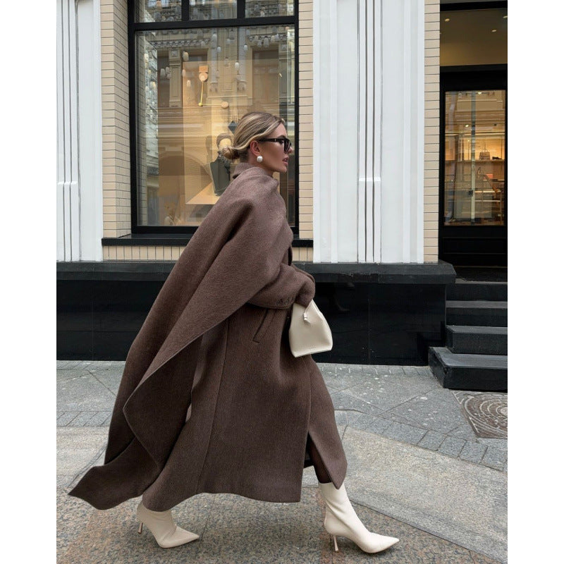 Damen Eleganter Cape Mantel aus hochwertigem Wollmix Drune