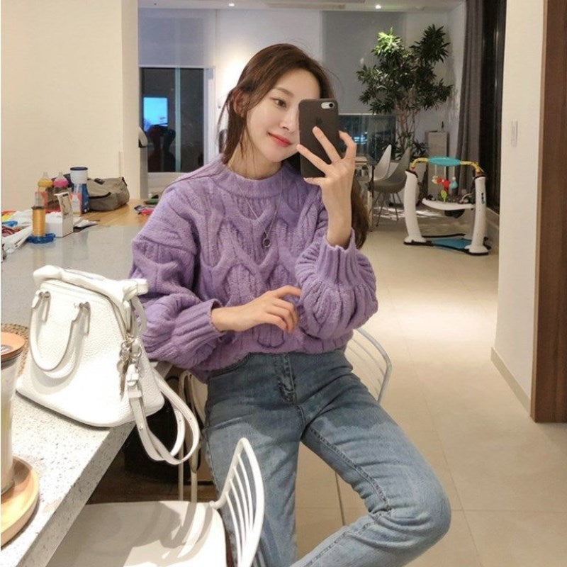 Damen Grobstrickpullover mit eleganter Zopfmusterstruktur und lässigem Schnitt Drune