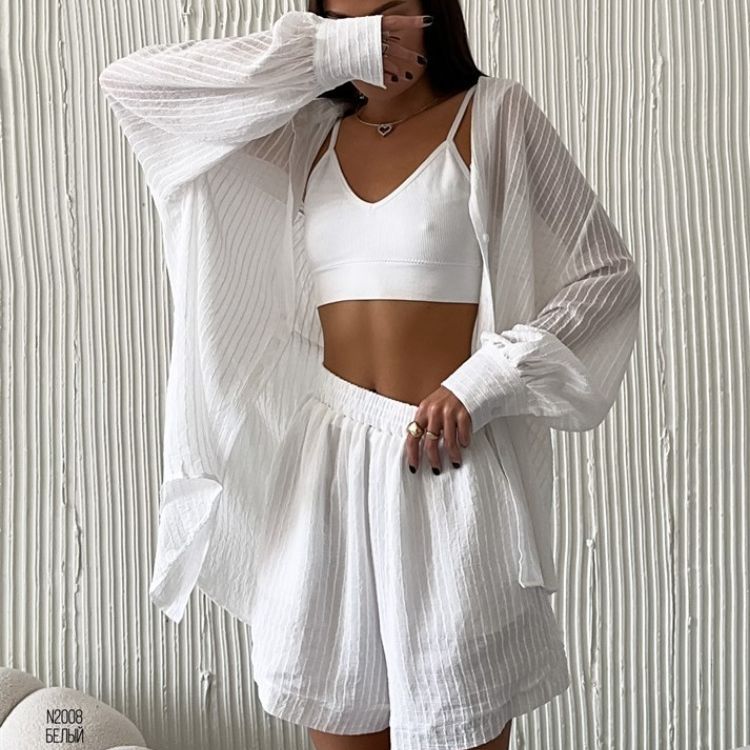 Damen lässiges Sommer-Loungewear-Set mit leichtem Oberteil und Shorts Drune