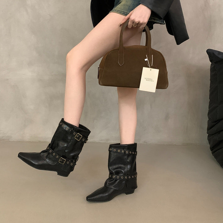 Damen Modische Ankle-Boots mit modischen Schnallen Drune