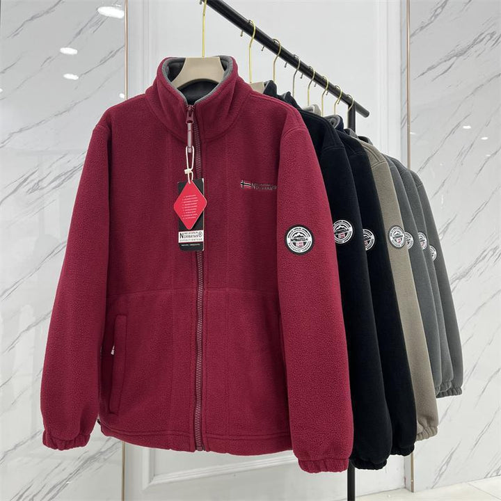 Herren Wärmende Fleecejacke mit Stehkragen, Reißverschluss und elastischen Bündchen Drune