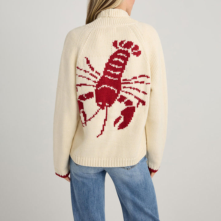 Damen Grobstrick Rollkragenpullover mit Hummer-Intarsie und lässiger Oversize-Passform Drune