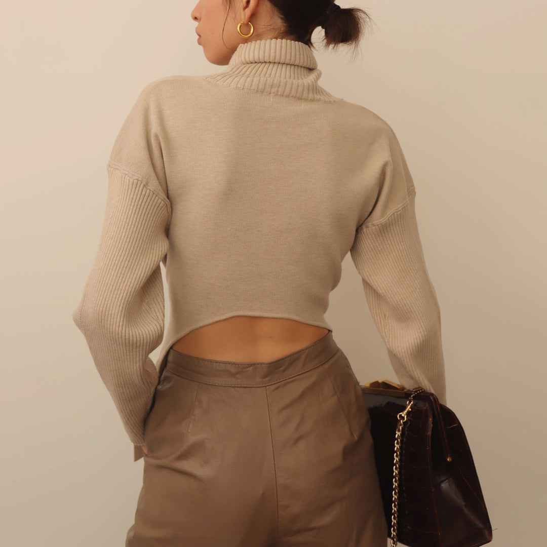 Damen Modischer Strickpullover mit Wickeldetail Drune