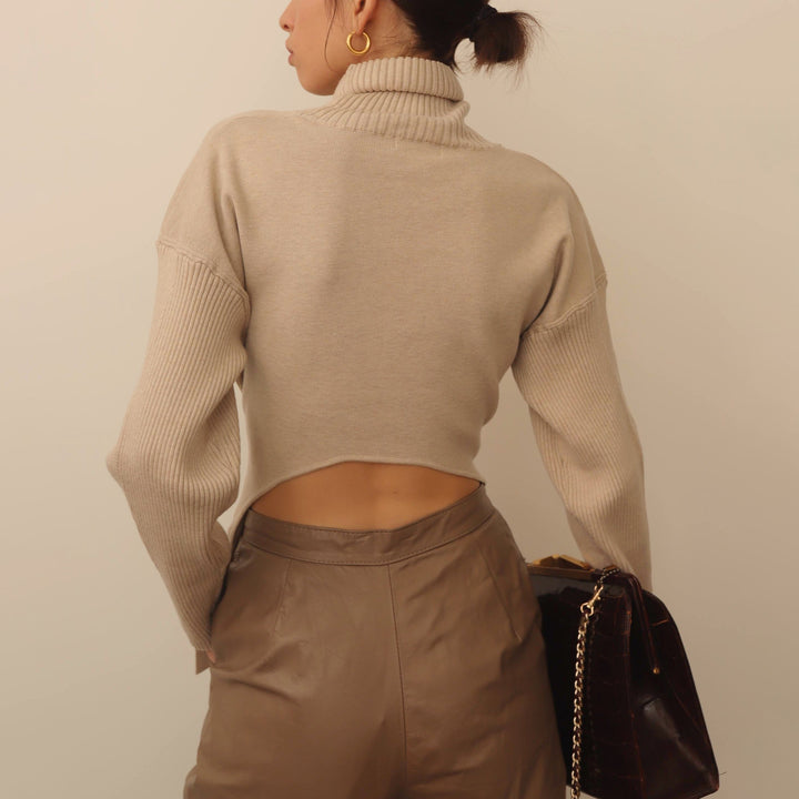 Damen Modischer Strickpullover mit Wickeldetail Drune