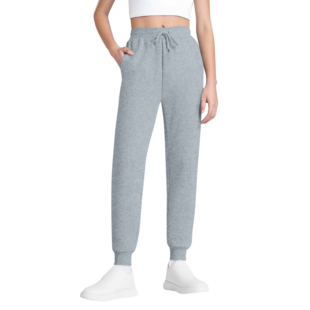 Damen nan schlanke hochgeschnittene Jogginghose mit Tunnelzug, Eingrifftaschen und Bündchen Drune