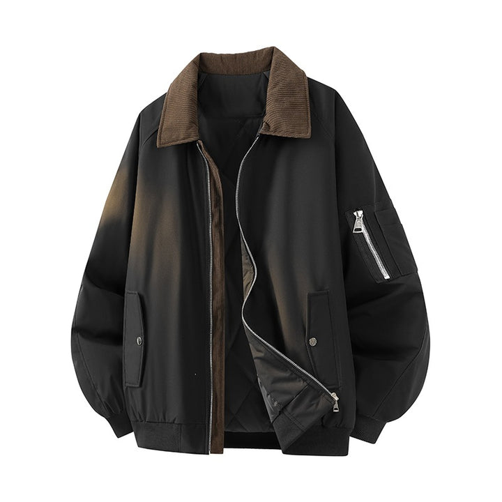 Herren Oversize Bomberjacke mit gesteppter Thermo-Innenfüllung, kariertem Innenkragen & Ärmeltasche Drune