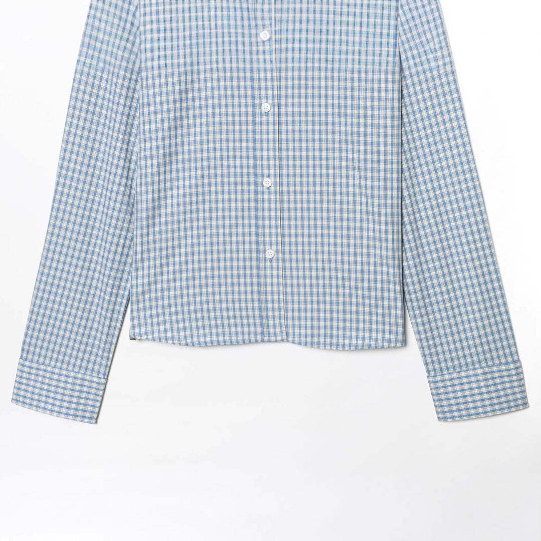 Herren nan kariertes Button-Down-Hemd mit Kentkragen und schmaler Silhouette Drune