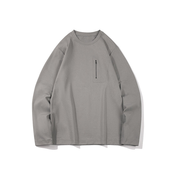 Herren Oversized-Langarmshirt mit Brustreißverschluss und Relaxed-Fit Drune