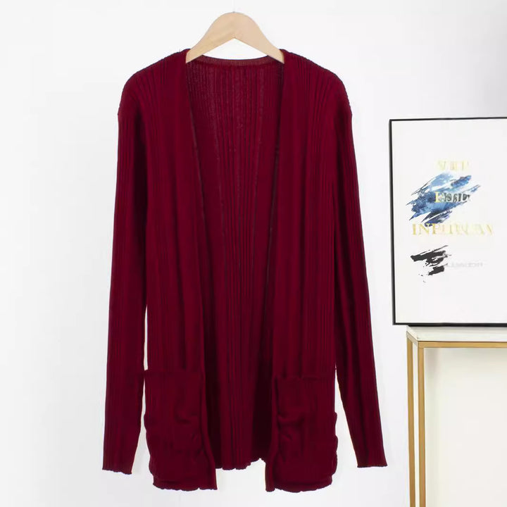 Damen Strickjacke mit raffinierten Rüschen und seitlichen Taschen Drune