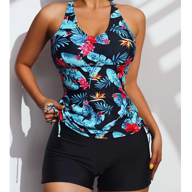 Damen Tankini-Set mit floralem Design und sportlichen Shorts Drune