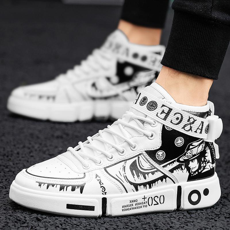 Herren High-Top Grafik-Sneaker mit Klettverschluss und auffälliger Plateausohle Drune