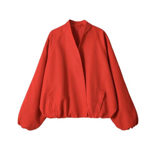 Damen Oversize Bomberjacke mit Raglanärmeln und elastischem Saum Drune