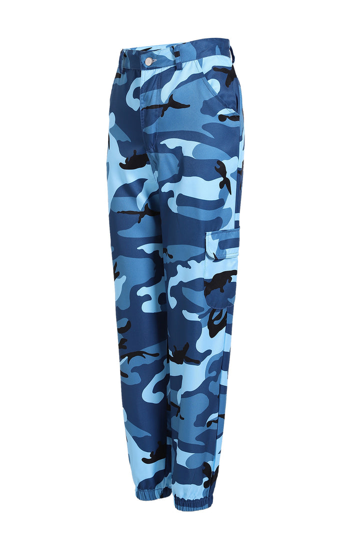 Damen Cargo-Jogginghose mit Camouflage-Muster und elastischen Bündchen Drune